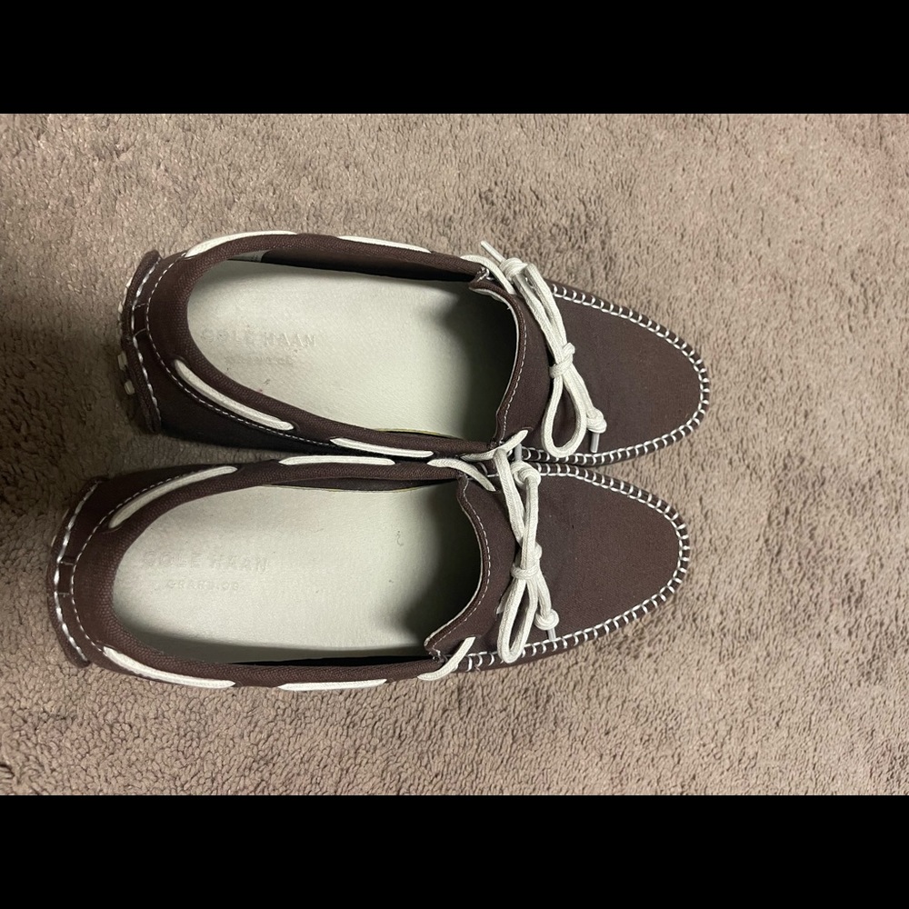 Cole Haan mens drivers fabric brwn/cream sz 11.5 - Picture 3 of 7